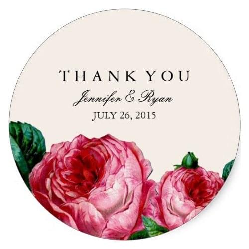 3.8cm VINTAGE FLORAL DECOUPAGE THANK YOU STICKERS