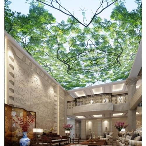 3D ceiling For Wall Ceiling Living Room Bar KTV Decor Beautiful tree top blue sky sunshine ceiling 3d wall murals wallpaper