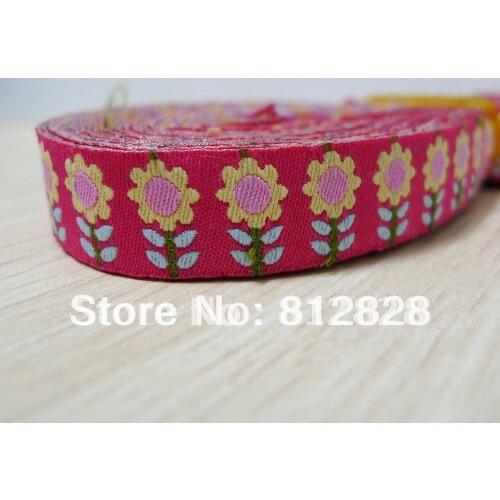 5/8'' 16mm Wide Sunflowers Woven Jacquard Ribbon Free Shipping DHL Express For Combine Order $150