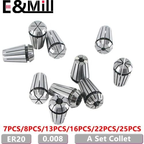 A Set High Precision 0.008 ER20 1~13mm ER Collet Chuck For CNC Milling Tool Holder Engraving Machine Lathe Mill Spring Chuck nut