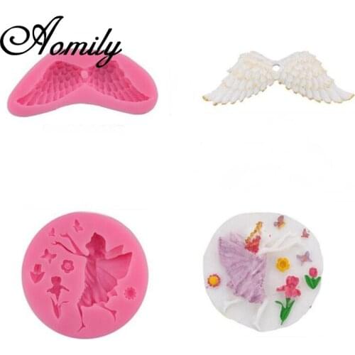 Aomily Feather Wings Angel Fondant Cake Molds Cake Decorating Tools Jelly Sugar Craft Chocolate Moulds Molds Baking Tools