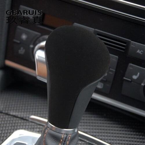 Car Styling For Audi A4 B7 A5 A6 C6 Q5 Q7 4l Suede leather Interior Gear Shifter Covers Protector Trim decoration Auto Stickers