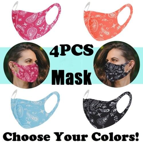 4 Pcs Cotton Ski Fasemask Reusable Bohemain Print Washable Ski Fase Maksk For Germ Protection For Adults Breathable Bandana