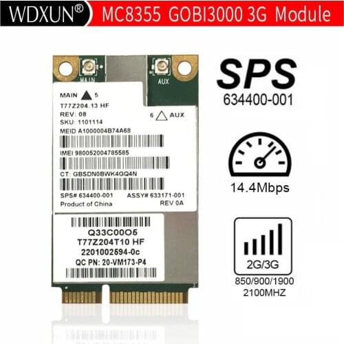 Sierra Wireless 3G Card MC8355 Gobi3000 HS2430 HSPA + EV-DO REV A 14Mbps/3.1Mbps SPS 634400-001 2560p 2760p 8460w 8560p 6560b