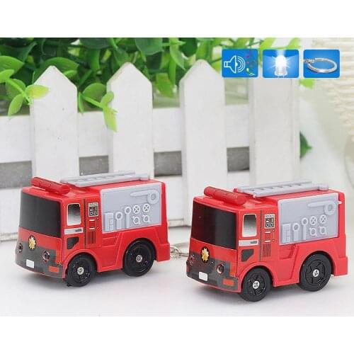 Lovely Fire Engine LED Sound Keyring Key Chain Handbag Hanging Decor Toy Gift