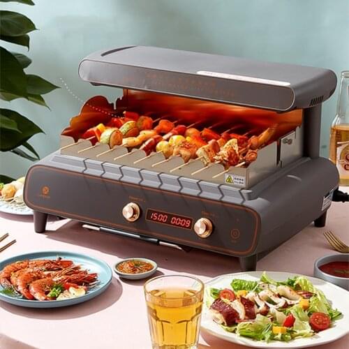 JRM0406 Household Electric Barbecue Grill Smokeless Multi-function BBQ Machine Automatic Rotating Electric BBQ Skewers Machine