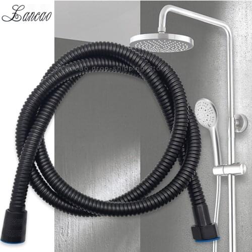 Black Shower Hose 1.5/2 Meter Stainless Steel Plumbing Flexible Bathroom Bath Shower Tube Head Silicone Hose Water Pipe Washer
