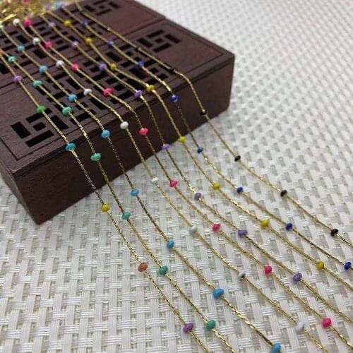 Color Crystal Handmade Copper Chain DIY Production Ladies Necklace Jewelry Accessories Wholesale Crafts Decoration 1 Meter 2x9mm