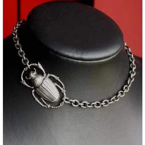 Egyptian scarab beetle necklace,Scarab Pendant, Scarab Beetle Necklace, Silver plated Scarab Jewelry