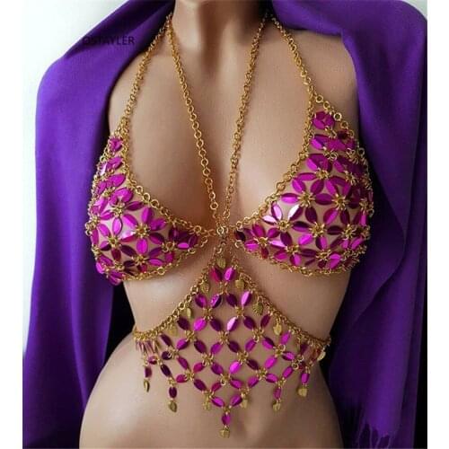 European Crystal Bra Top Body Chain Women Summer Sexy Beach Rhinestone Bikini Metal Alloy Breast Chain Dance Jewelry Accessories