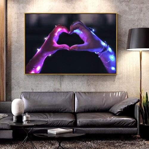 Forbeauty Oil Canvas Painting hands_garland_heart For Home Decoration Wall Art