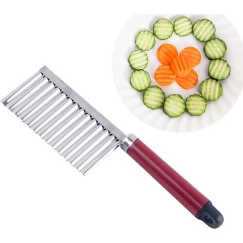 Potato Crinkle Wavy Edged Knife Stainless Steel Kitchen Gadget Vegetable Fruit Cutting Slicers LX6057