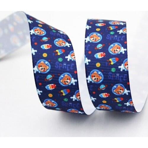 Space bear printed grosgrain ribbon 75/38/25/22/16 10/25/50 yards wedding decorative ribbons DIY craft webbing