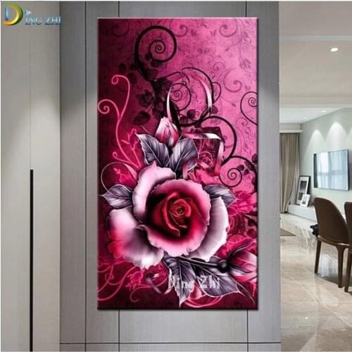 Red Rose Still Life Diy Diamond Embroidery Mosaic Diamond Painting Cross Stitch Porch Corridor Aisle Flower Decor Square Round