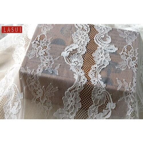 LASUI 1.5m*3 m Eyelash lace Luxury line lace fabric good quality hand DIY clothing wedding dress high - grade cord bone lace
