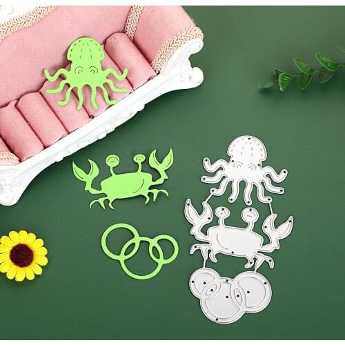 Stamp And Die Sets Octopus Crab Slimline Metal Cutting Dies Scrapbooking DIY Mold Embossing Folder Card Making Craft Stencils