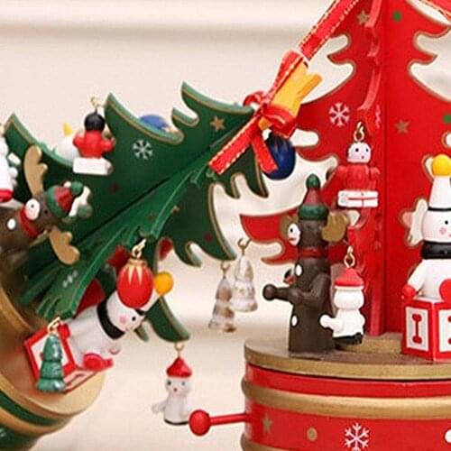 New Christmas Tree ​Music Box Decorations Christmas Wooden Rotating Music Box Xmas Indoor Decoration For Children Gift