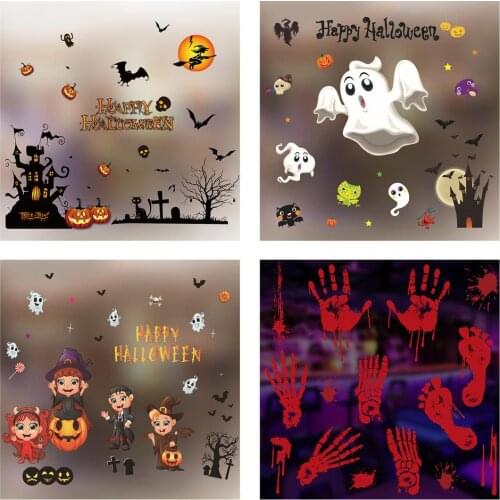 New Halloween Color Electrostatic Stickers Window Stickers Glue-free Ghost Festival Decorations For Shopping Malls Hotel Home