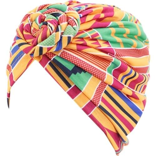 New fashion Women African pattern flower turban Muslim Turban headscarf headwrap Ladies Chemo Cap Bandanas Hair Accessories