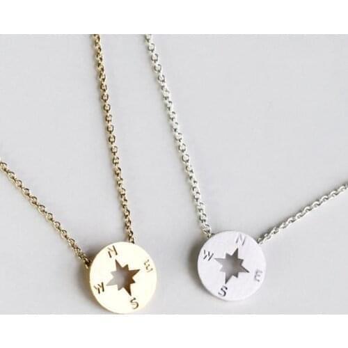 30 New Small Compass geometry Pendant Charm necklace lucky navigation South Direction Necklace Disc Circle Disk Necklace jewelry