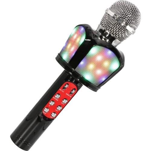 4 in 1 portable handheld karaoke microphone bluetooth speaker with Controllable LED Lights Compatible with Android/iOS Devices