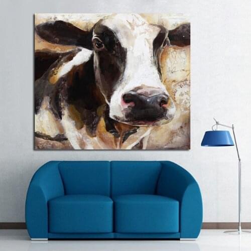 Modern Art 100%Handpainted Animal Oil Painting Cow Paintings on Canvas Wall Pictures for Home Decor Unique Gift