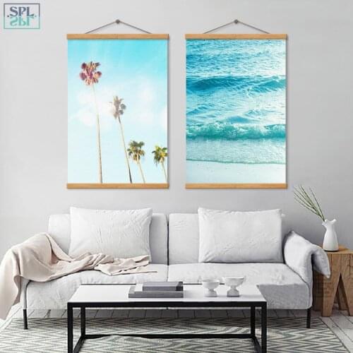 SPLSPL Nordic Minimalist Palm Tree Surf Landscape Painting Hd Print Wall Art Poster Painting Canvas Home Decor Picture