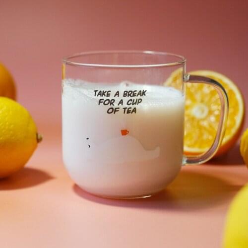 Cartoon Bear Glass Mug Resistant Tea Beer Milk Lemon Juice Cup Lover Wine Glass Coffee Cups Mug Gift For Drinkware