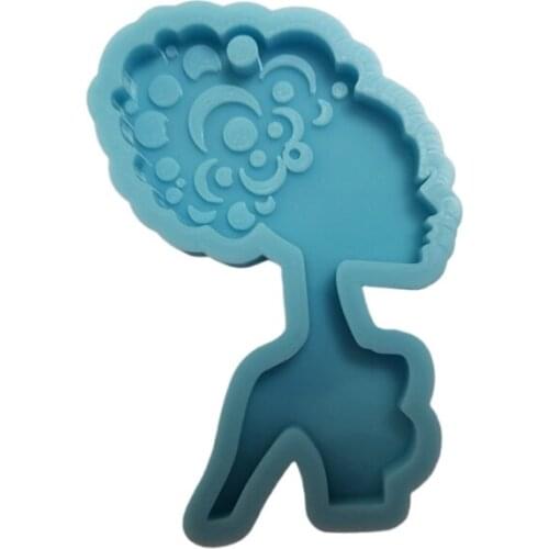 Super Glossy Woman Head Epoxy Resin Mold Keychain Crafts Casting Silicone Mould