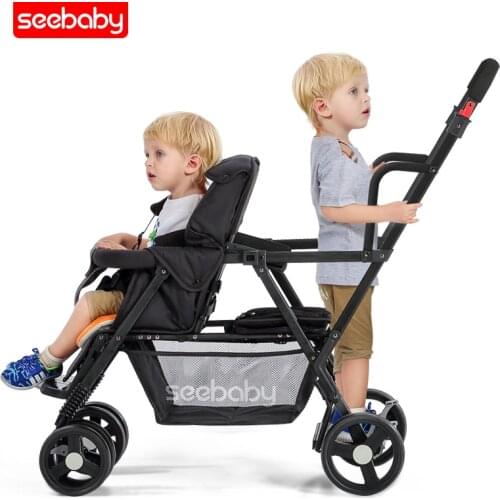 Light Twins stroller second child car folding double stroller can sit and lie down two child carriage