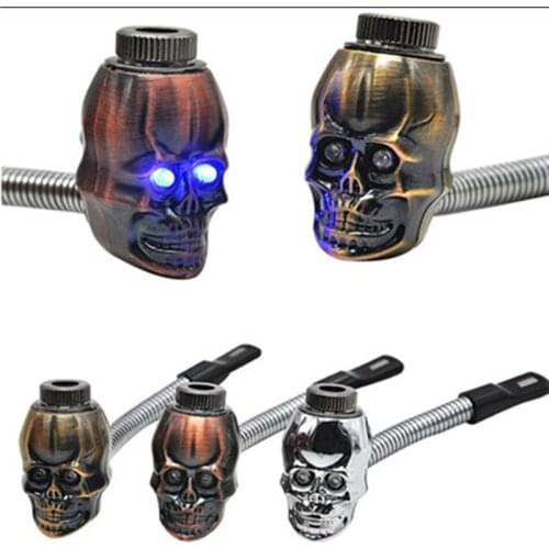 Skull Pipe Rasta Reggae Smoking Metal Lamp With Bendable Pipe Tabocco Pipe Ghost Household Merchandises Gift For Fathers Day