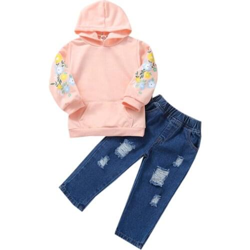 Spring Autumn Kids Baby Girls Set 2021 New Fashion Hooded Sweatshirts Coats+Long Pant Cotton Suits For Girls Children Clothing