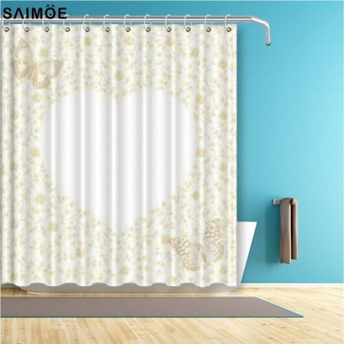 Gold Butterfly Waterproof Bathroom Curtain Washable Polyester Fabric for Bathtub Decor Bathing Cover Shower Sets
