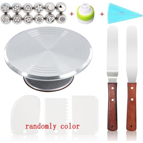 12inch Alloy Cake Turntable Rotating Anti-skid Round Cake Stand Set Cake Decorating Rotary Table DIY Metal Pan Plate Baking Tool