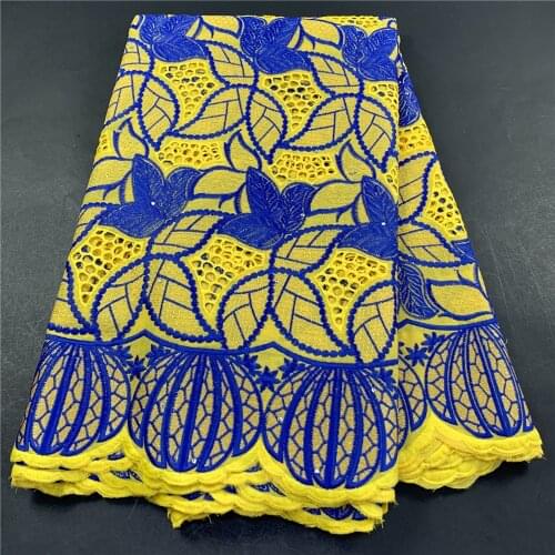 High Quality African Nigerian Tulle Lace Fabric Wedding Party Gown Dress Swiss100% Cotton Fabric Embroidered Damask 2.5Yards