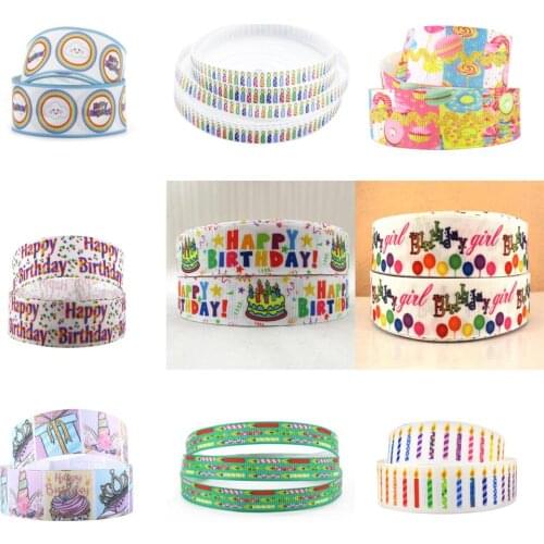 Happy Birthday high quality printed polyester ribbon 5 yards,DIY handmade materials,wedding gift wrap,5Yc19309