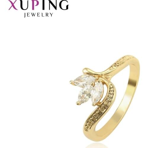Xuping New Arrival Engagement Leaf Shaped Rings Synthetic Cubic Zirconia Jewelry Christmas Gifts Women 15901