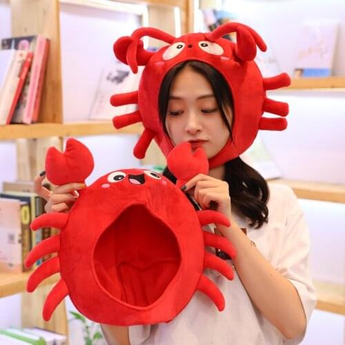 Cartoon Crabs Are Funny Selling Cute Ins New Lobster Hats Skin-friendly and Comfortable Plush Headgear Girl Photo Selfie Props