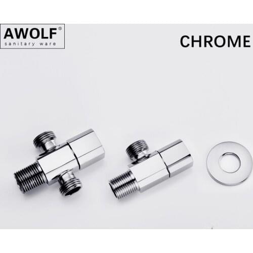 Toilet Filling Valves Chrome Solid Brass 1/2 Angle Valve Single Dual Way Wall Mounted Bathroom Accessories Water Stop AH6170