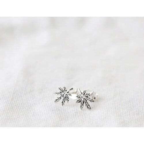 Fashion Trendy Real 925 Sterling Silver Stud Earrings For Women Statement Korean Maple Leaf Earring Accessories Wholesale