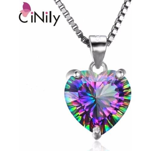 CiNily Mystic Topaz Heart Shape 925 Sterling Silver Without Chain Pendants for Party Women Fine Jewelry Pendant SP018