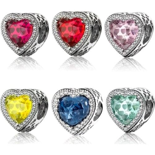 Authentic 925 Sterling Silver Dazzling Radiant Heart Shape Charm Fit Pan Bracelet For Women Diy Jewelry Bead