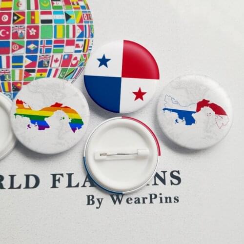 Panama Flag Tin Button Pins LGBT Gay Rainbow Pride Button Badges