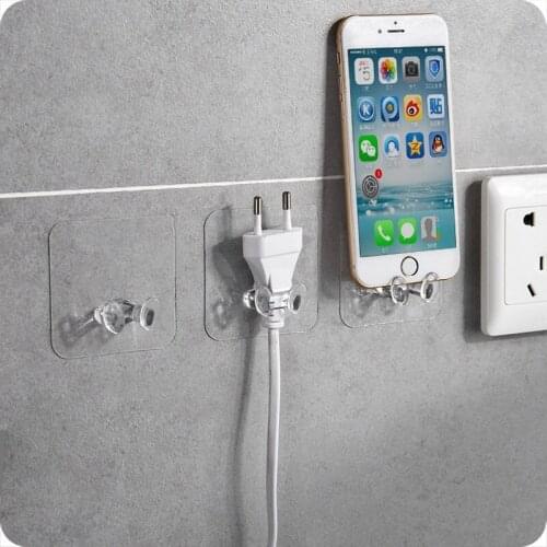 1/5pcs Strong Adhesive Hook Power Plug Socket Hanger Holder Wall Mounted Self Sticky Hooks Multi-function Wall Storage Hooks
