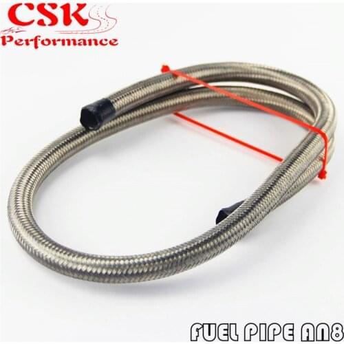 1 Meter 3 Foot AN8 Nylon Stainless Steel Braided Fuel Oil Gas Line Hose -8AN 1500PSI