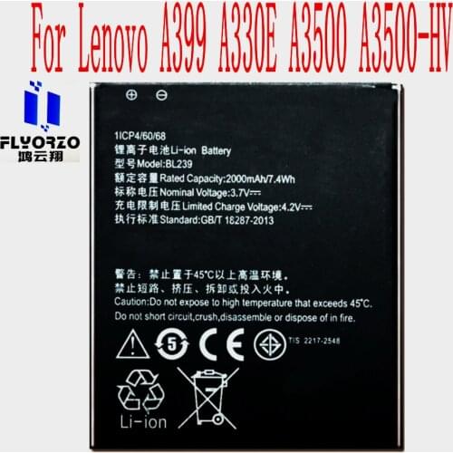 100% Brand new High Quality 2000mAh BL239 Battery For Lenovo A399 A330E A3500 A3500-HV Mobile Phone