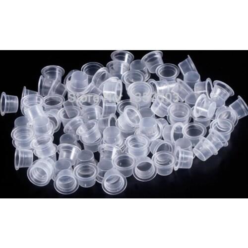 100Pcs 8mm Small Size Tattoo Plastic Tattoo Ink Cups Permanent Makeup Pigment Container Caps Disposable Holder Tattoo Accessory