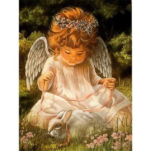 Angel Cartoon Printed Fabric 11CT Cross-Stitch Full Kit DIY Embroidery DMC Threads Knitting Hobby Handmade Craft For Counted