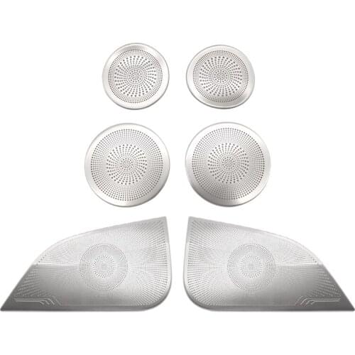 Car Accessories Silver the Sound Bar of the Stainless Steel Front Door Speaker Cover Trim for Tesla Model 3 2021