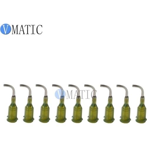 Free Shipping 100Pcs 14G Olive 0.5'' 1/2 Inch Tube 90 Degree Bent Glue Dispensing Needle Tips